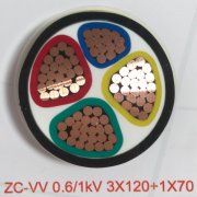 ZC-VV 3X120+1X70 阻燃聚氯乙烯绝缘电力电缆